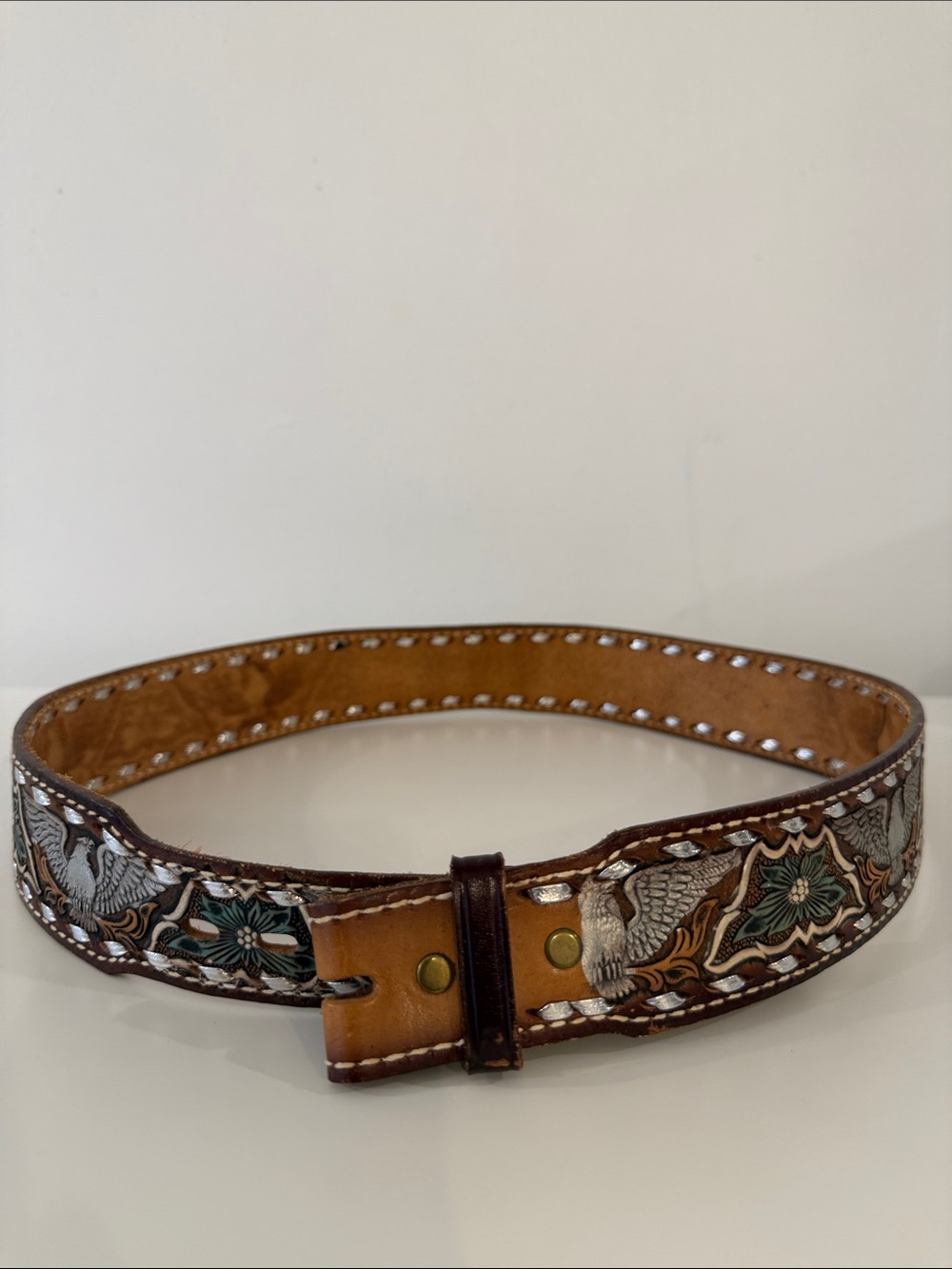 Cowboy Boot Company Tooled belt only, Sz 36